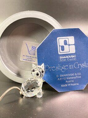 SWAROVSKI Silver Crystal Miniature Cat A7659 metal tail with box